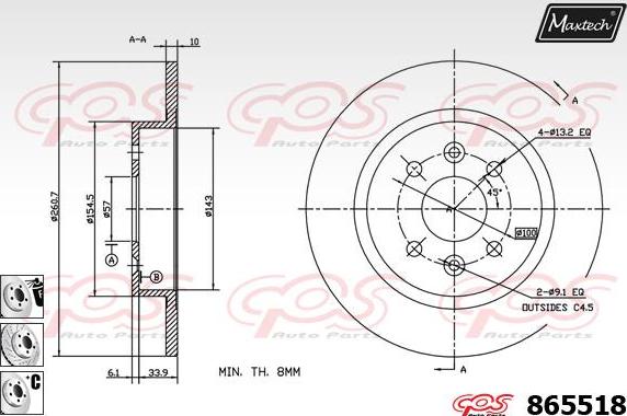 Maxtech 70200632 - Ремонтен комплект, спирачен апарат vvparts.bg