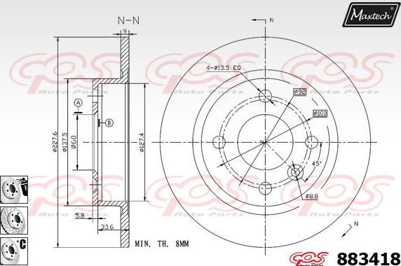 Maxtech 861326 - Спирачен диск vvparts.bg