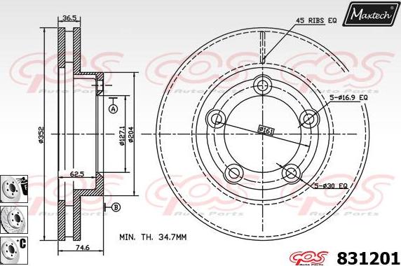 Maxtech 70200128 - Ремонтен комплект, спирачен апарат vvparts.bg