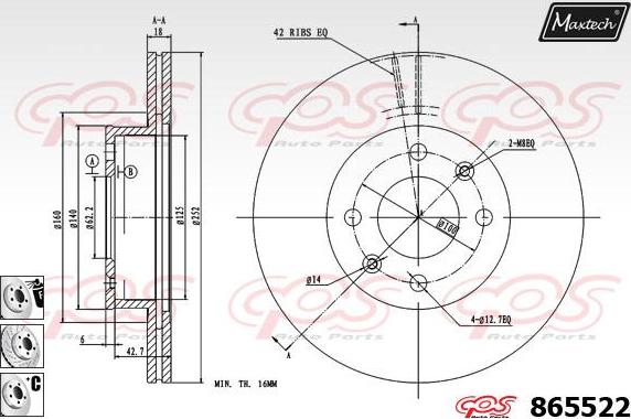 Maxtech 70200342 - Ремонтен комплект, спирачен апарат vvparts.bg