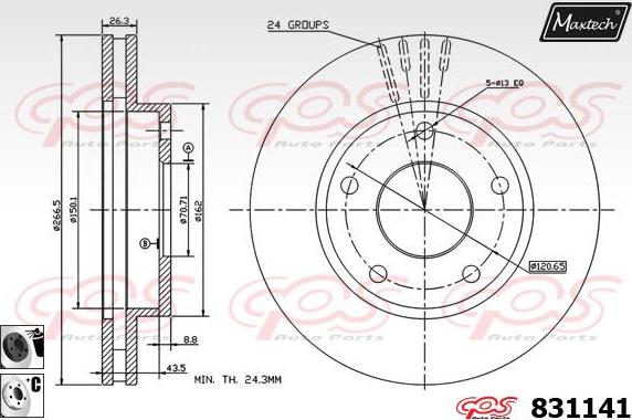 Maxtech 70200280 - Ремонтен комплект, спирачен апарат vvparts.bg