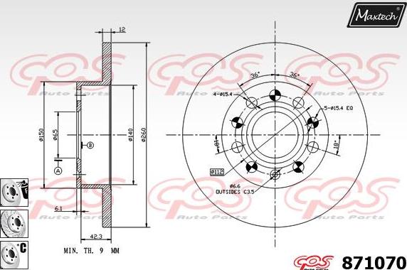 Maxtech 72952006 - Бутало, спирачен апарат vvparts.bg