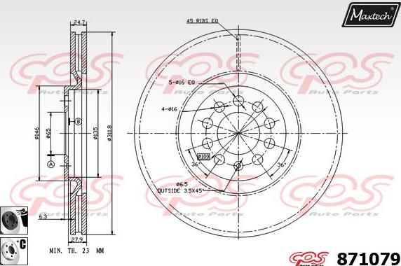 Maxtech 71810045 - Бодещ болт (щифт), спирачен апарат vvparts.bg