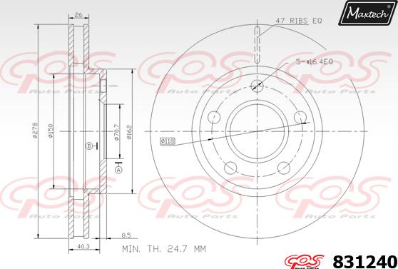 Maxtech 71810109 - Бодещ болт (щифт), спирачен апарат vvparts.bg