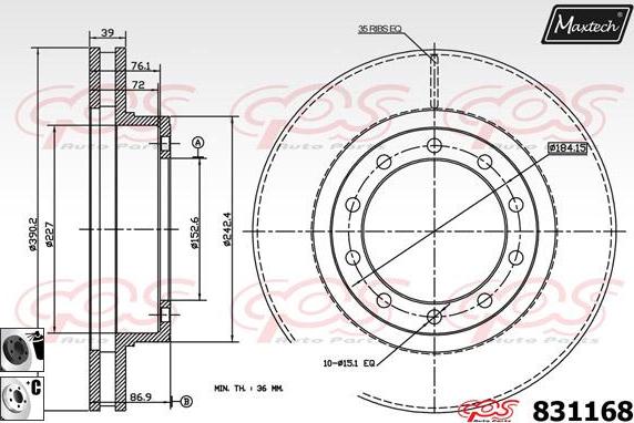 Maxtech 71810216 - Бодещ болт (щифт), спирачен апарат vvparts.bg