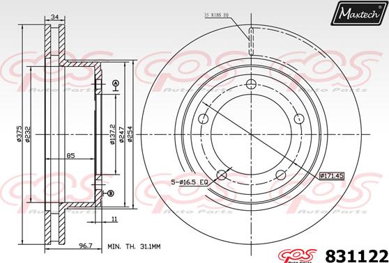 Maxtech 71810222 - Бодещ болт (щифт), спирачен апарат vvparts.bg