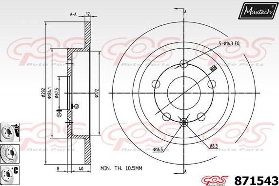 Maxtech 857122 - Спирачен диск vvparts.bg