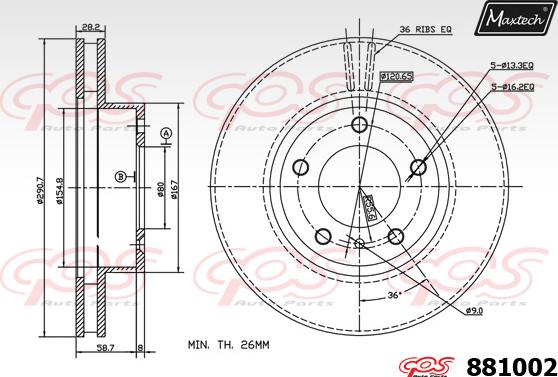 Maxtech 72940012 - Бутало, спирачен апарат vvparts.bg