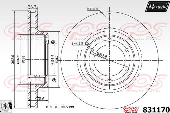 Maxtech 72940038 - Бутало, спирачен апарат vvparts.bg