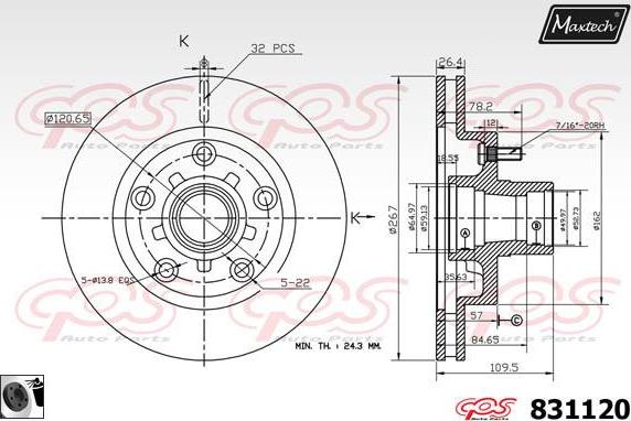 Maxtech 72940028 - Бутало, спирачен апарат vvparts.bg