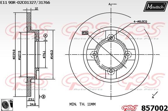 Maxtech 72952004 - Бутало, спирачен апарат vvparts.bg