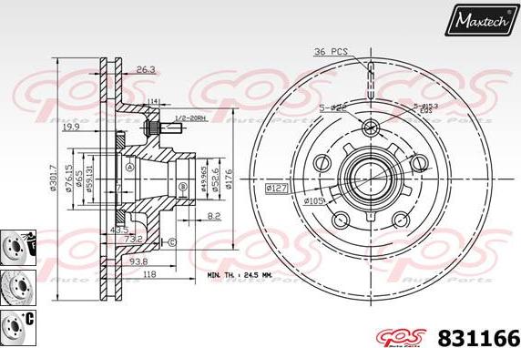 Maxtech 72957046 - Бутало, спирачен апарат vvparts.bg