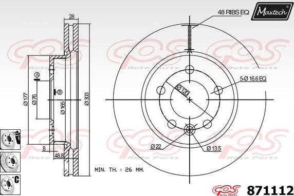 Maxtech 72957014 - Бутало, спирачен апарат vvparts.bg