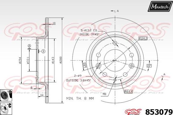 Maxtech 72960002 - Бутало, спирачен апарат vvparts.bg