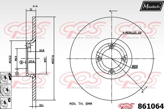 Maxtech 72936017 - Бутало, спирачен апарат vvparts.bg