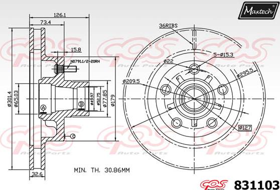 Maxtech 72936030 - Бутало, спирачен апарат vvparts.bg