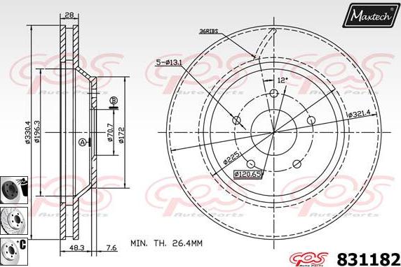 Maxtech 72938060 - Бутало, спирачен апарат vvparts.bg