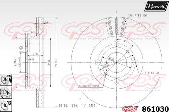 Maxtech 72938007 - Бутало, спирачен апарат vvparts.bg