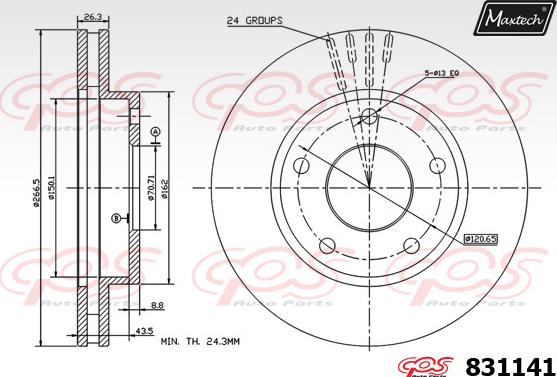 Maxtech 72718003 - Елемент корпус, спирачен апарат ръчна спирачка vvparts.bg