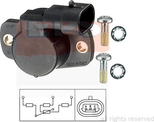 MDR EPS-1995 001 - Датчик, положение на дроселовата клапа vvparts.bg