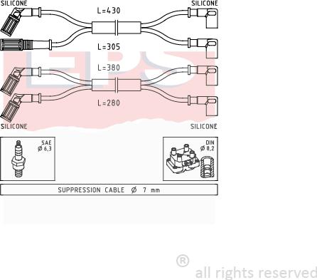 MDR EPS-1500 889 - Комплект запалителеи кабели vvparts.bg