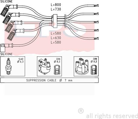 MDR EPS-1500 716 - Комплект запалителеи кабели vvparts.bg