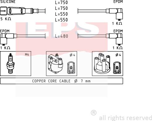 MDR EPS-1500 736 - Комплект запалителеи кабели vvparts.bg