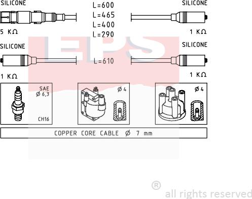 MDR EPS-1501 667 - Комплект запалителеи кабели vvparts.bg