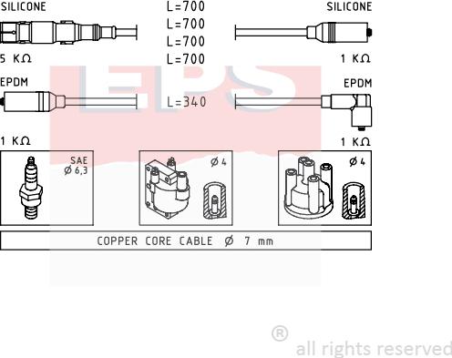 MDR EPS-1501 353 - Комплект запалителеи кабели vvparts.bg