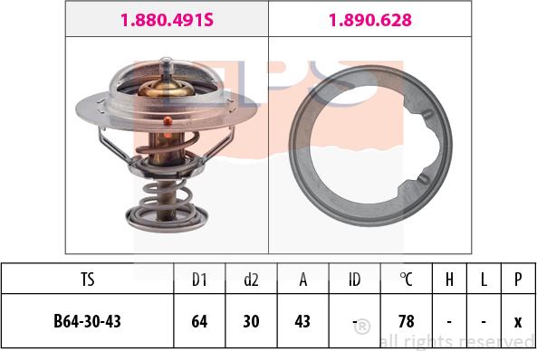 MDR EPS-1880 496 - Термостат, охладителна течност vvparts.bg