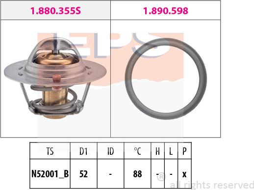 MDR EPS-1880 487 - Термостат, охладителна течност vvparts.bg