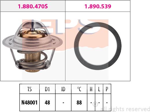 MDR EPS-1880 470 - Термостат, охладителна течност vvparts.bg