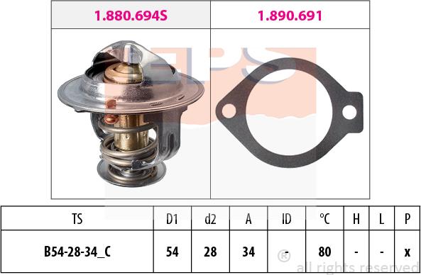 MDR EPS-1880 694 - Термостат, охладителна течност vvparts.bg