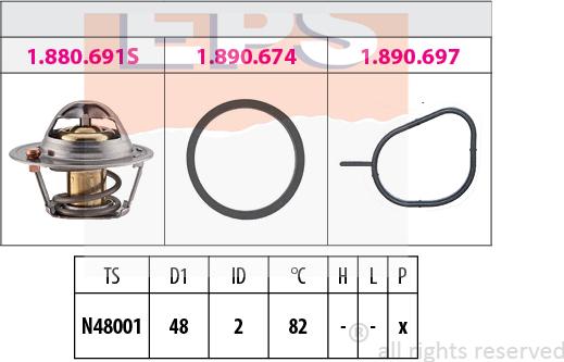 MDR EPS-1880 691 - Термостат, охладителна течност vvparts.bg