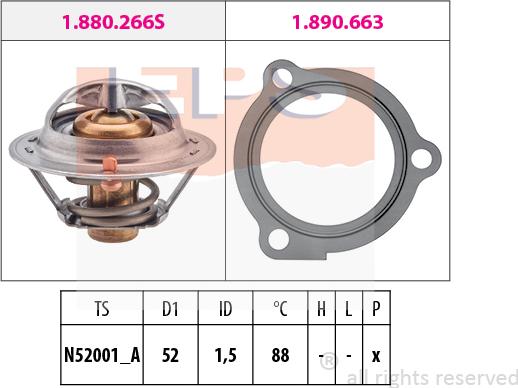 MDR EPS-1880 647 - Термостат, охладителна течност vvparts.bg