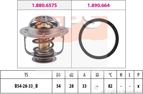 MDR EPS-1880 657 - Термостат, охладителна течност vvparts.bg