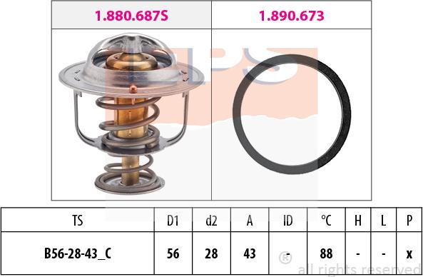 MDR EPS-1880 688 - Термостат, охладителна течност vvparts.bg