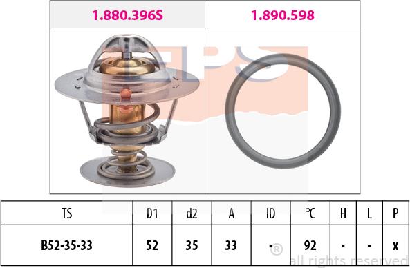 MDR EPS-1880 396 - Термостат, охладителна течност vvparts.bg