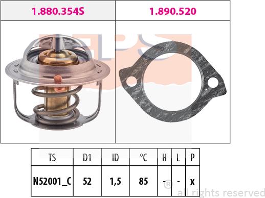 MDR EPS-1880 354 - Термостат, охладителна течност vvparts.bg