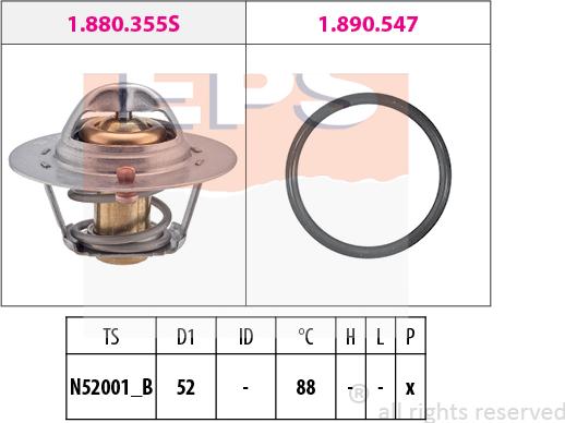 MDR EPS-1880 355 - Термостат, охладителна течност vvparts.bg