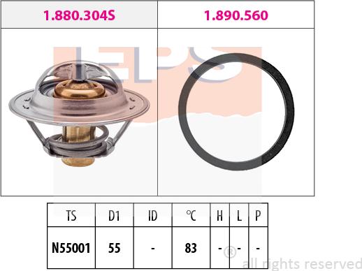 MDR EPS-1880 304 - Термостат, охладителна течност vvparts.bg