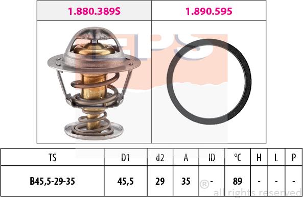 MDR EPS-1880 389 - Термостат, охладителна течност vvparts.bg