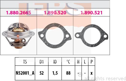 MDR EPS-1880 384 - Термостат, охладителна течност vvparts.bg