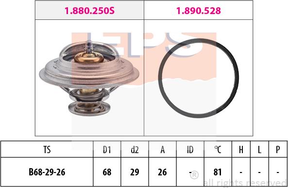 MDR EPS-1880 250 - Термостат, охладителна течност vvparts.bg