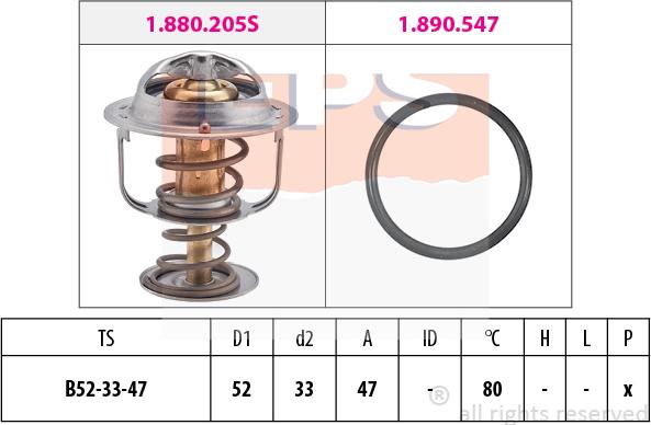 MDR EPS-1880 205 - Термостат, охладителна течност vvparts.bg