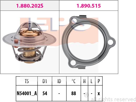 MDR EPS-1880 234 - Термостат, охладителна течност vvparts.bg