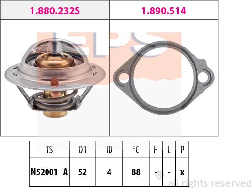 MDR EPS-1880 232 - Термостат, охладителна течност vvparts.bg