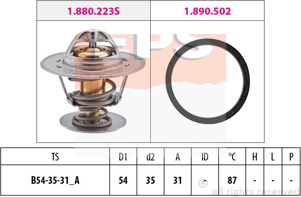 MDR EPS-1880 278 - Термостат, охладителна течност vvparts.bg