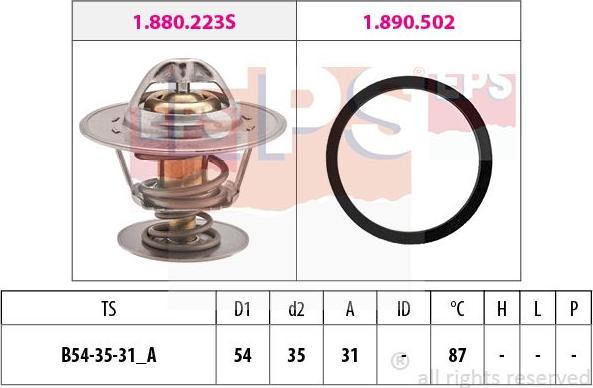 MDR EPS-1880 278 - Термостат, охладителна течност vvparts.bg