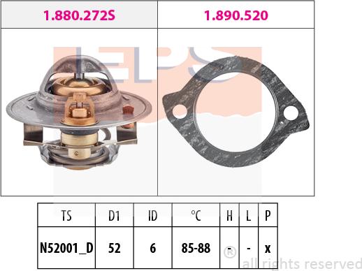 MDR EPS-1880 272 - Термостат, охладителна течност vvparts.bg